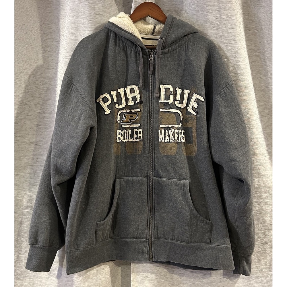 J.America Purdue University Sherpa Lined Hooded Zip Up Jacket XXL